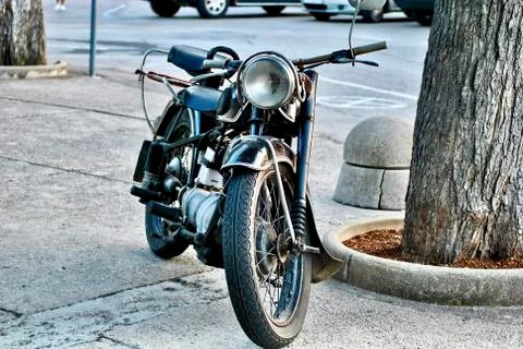 An old motorcycle in Croatia Stock Photos
