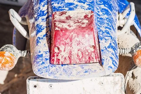 Old motorcycle with dirty tail light box Stock Photos