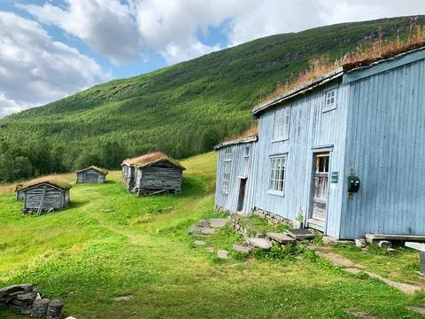 Old Mountain Farm the Main House on Bredek In Norway Stock Photos