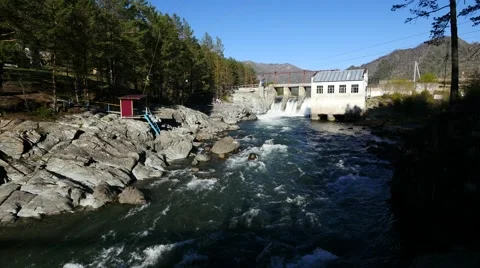 Old mountain hydropower station Chemal Stock Footage 63450027