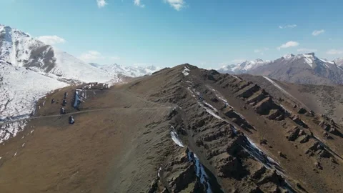 Old Mountain Road at Too-Ashuu Pass, Kyrgyzstan Stock Footage 340922228