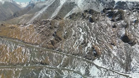 Old Mountain Road at Too-Ashuu Pass, Kyrgyzstan Stock Footage 340922341