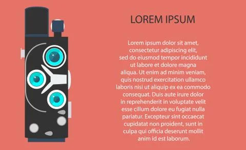 Old movie camera with lens. Vector illustration EPS10 库存插图