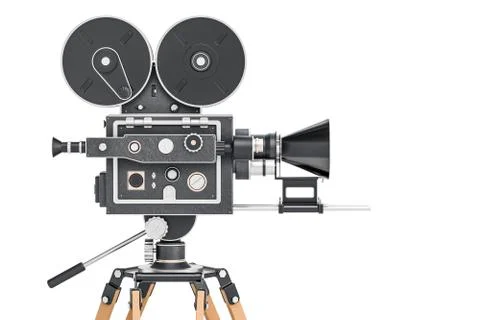Old movie camera, side view. 3D rendering Ilustración de archivo