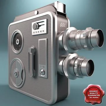 Old Movie Camera Silver Rare Meopta 3D Model