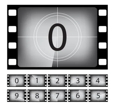 Old movie countdown frame vector illustrations set 스톡 일러스트