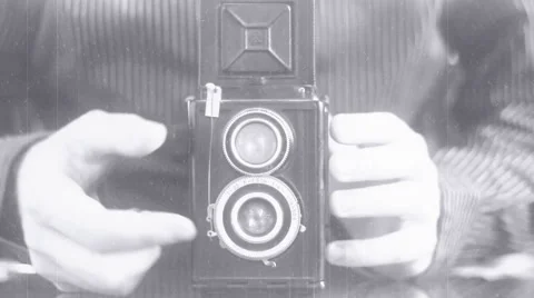 Old Movie ,Man using Vintage Camera Photographer Stock Footage 45422050