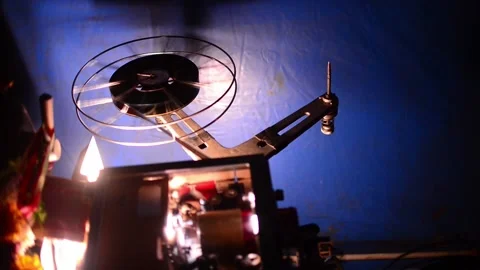 White Film Reels Rotating Oldfashioned 8Mm Movie Projector Playing Bobbin  Tape, Stock Footage