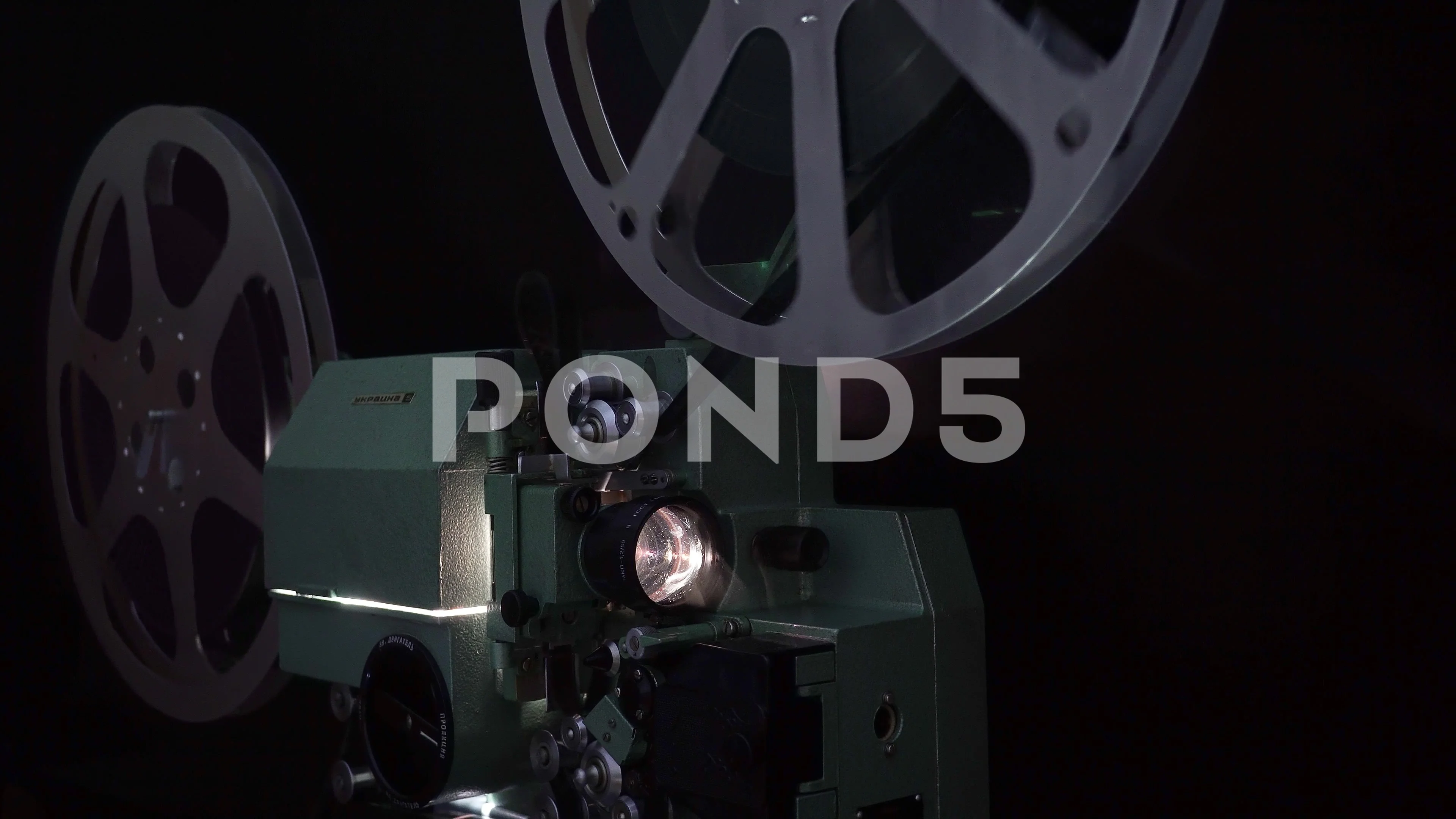 Old Movie Projector Playing 16mm Film On, Stock Video