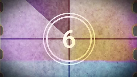 Old Movie Reel Countdown Timer with Dust and Scratches Stock Footage 313632573