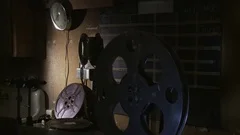 1960s Man Projectionist Theater 35mm Cha, Stock Video