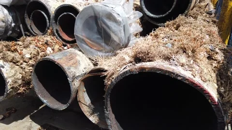 Old multi string casing conductors Stock Footage 130483492