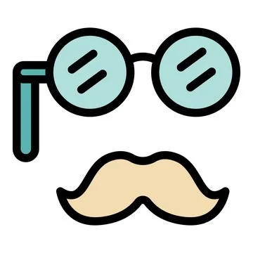 Old mustache personal traits icon color outline vector Stock Illustration