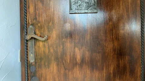 Old mysterious door opens slowly Stock Footage 112025829