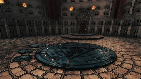 OLD MYSTERIOUS WIZARD THRONE HALL Stock Footage 135681552