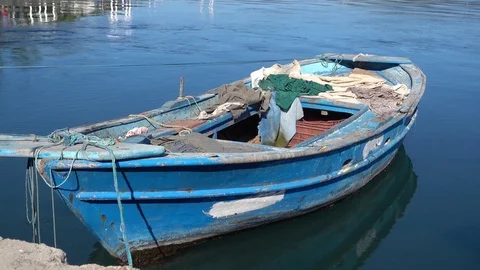 Old nameless boat Stock Footage 80609928