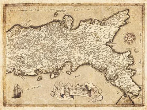Old Naples Map (1570)  Antique Map Of Southern Italy Region Stock Illustration