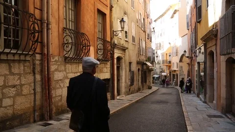Old narrow street of Grasse Stock Footage 75254680