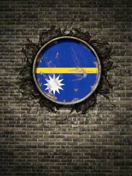 Old Nauru flag in brick wall Stock Illustration