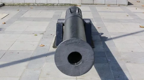 Old naval cannon in the park Stock Footage 56565855