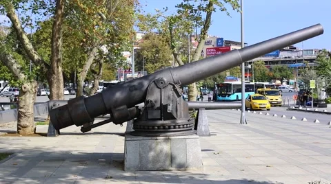 Old naval cannon in the park Stock Footage 56565869