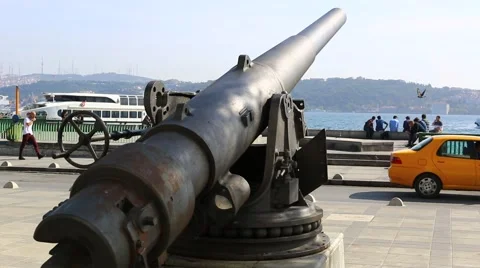 Old naval cannon in the park Stock Footage 56565896