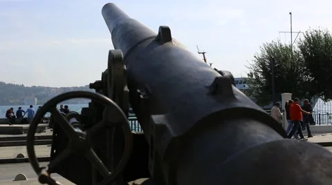 Old naval cannon in the park Stock Footage 56566064