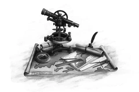 Old navigation instruments Stock Illustration