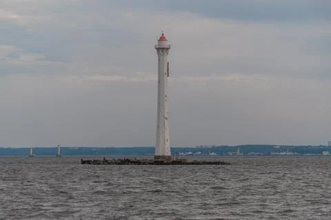 The old navigation sash lighthouse, located along the fairway on the South si Stock Photos