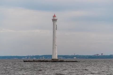 The old navigation sash lighthouse, located along the fairway on the South si Stock Photos