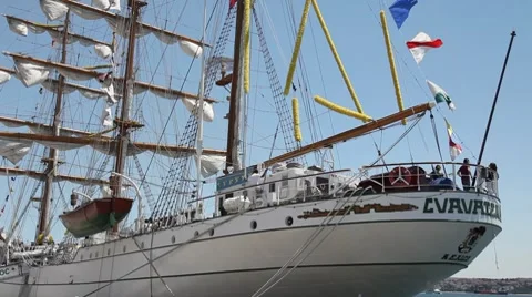 Old navy sail ship HD 1080p Stock Footage 7843669
