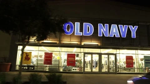 An Old Navy store at night Stock Footage 162994101