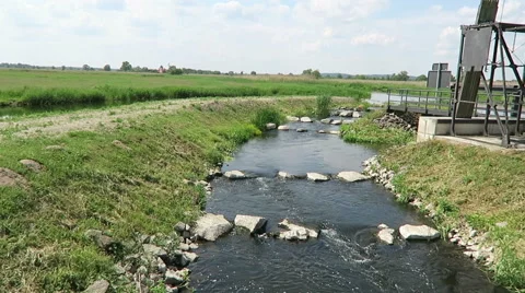 Old needle weir at Havel river in summer. Brandenburg - Germany Video stock 63769580