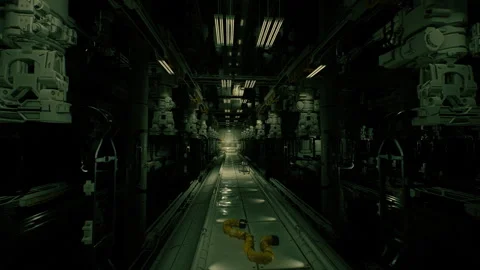 Old neglected ship hallway adorned with dripping pipes and stained floors Stock Footage 326295967