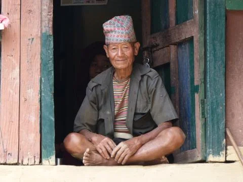 Old nepalese man Foto stock