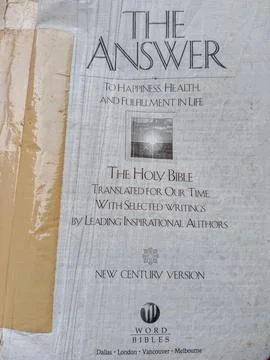 Old New Century Version Holy Bible showing front page. Stock Photos