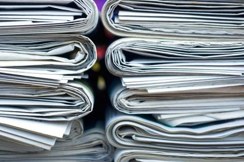 Old newspapers in the stack Foto stock