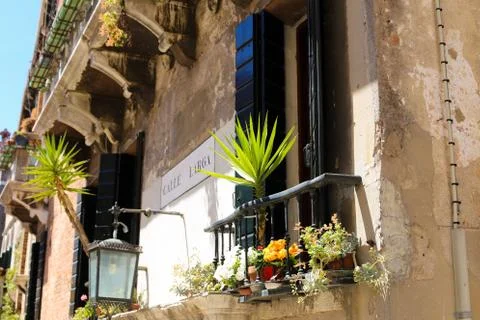 Old nice buildings in sun rays. Foto stock