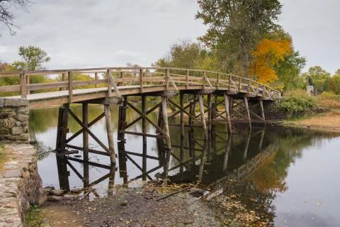 Old North Bridge Foliage Stock Photos