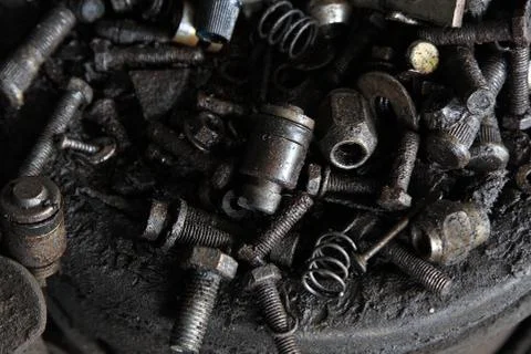 Old nuts and washers Stock Photos