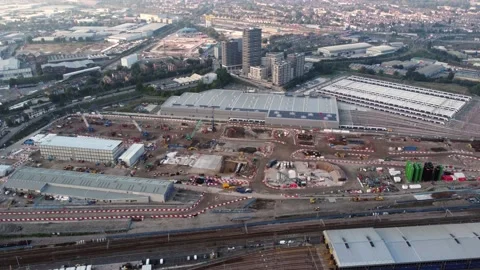 Old Oak Common, HS2 High Speed Two railway station construction site. Stock Footage 179052229