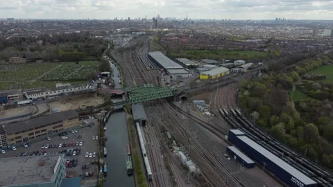 Old oak common, north pole depot, kensal green and grand union canal. Stock Footage 179700554