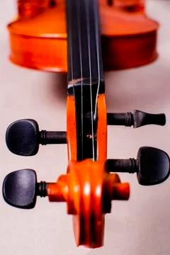 Old oak wood violin. Image in vintage tone. Stock Photos
