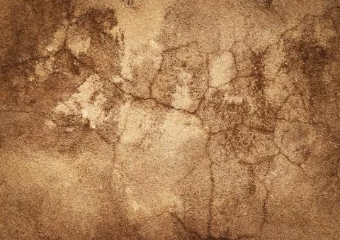 Old ocher plaster with cracks Stock Photos