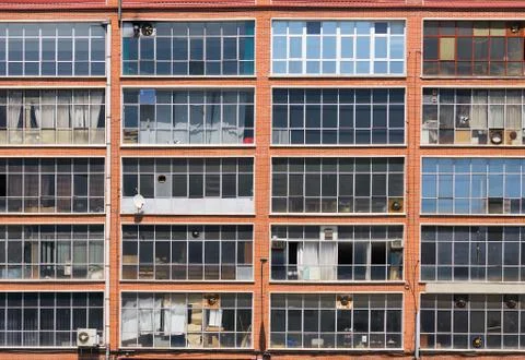 Old office building windows Stock Photos