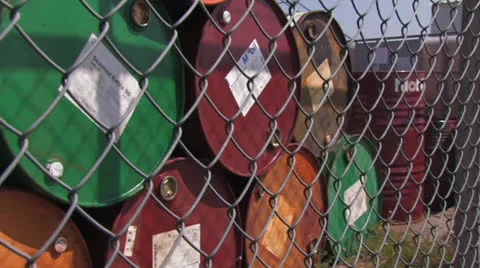 Old oil drums Stock Footage 25601182