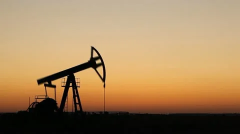 Old Oil Pump in Sunset Time Lapse Fossil Fuel Energy Pumpjack Pumping in Sunrise Stock Footage 12451763
