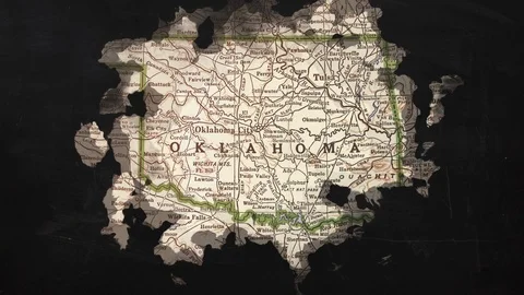 Old Oklahoma State Map USA Video stock 125264929