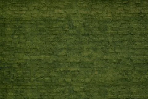 Old olive chive brick wall with a thick layer of paint Stock Photos