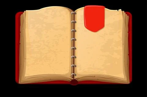 Old open blank red book with a bookmark. Stock Illustration